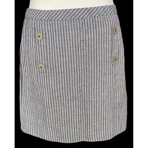 $248 NWT LAFAYETTE 148 New York Sz 14 100% Striped Linen Skirt Pockets Academia